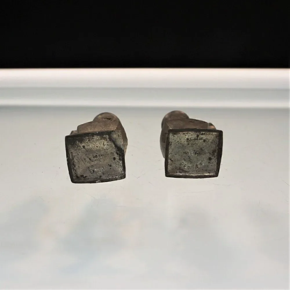 Antique 1890s Art Deco Salt And Pepper Shakers ACME 107 Pewter